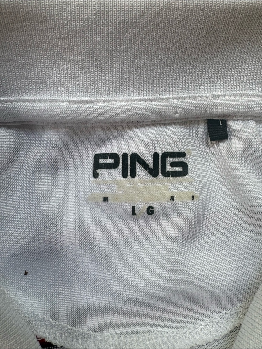 Ping Performance Wisconsin Badger Short Sleeve Polo M White Red Striped Golf - Picture 10 of 11